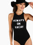 Slogan Print Racer Front Bodysuit